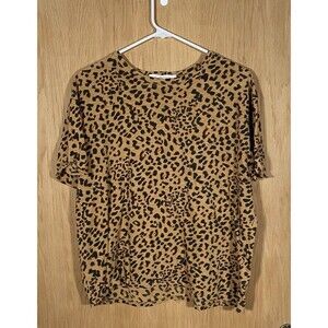 We The Free Clarity Cheetah Print Tee Oversized Short Sleeve Round Neck Boxy XS